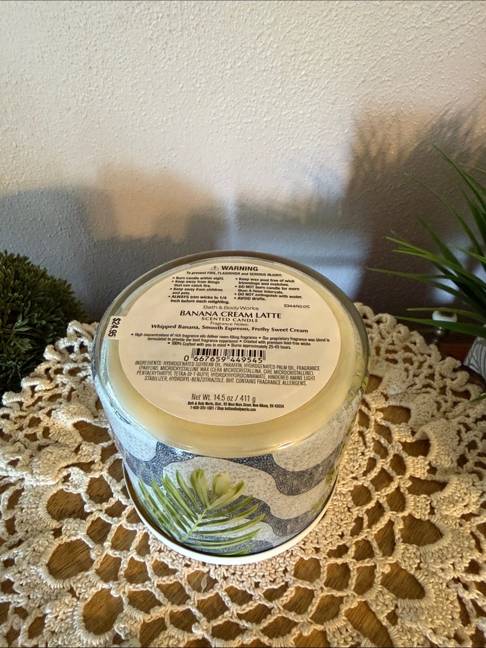 Bath & Body Works Banana Cream Latte Candle - Cream & Blue - Picture 4 of 4